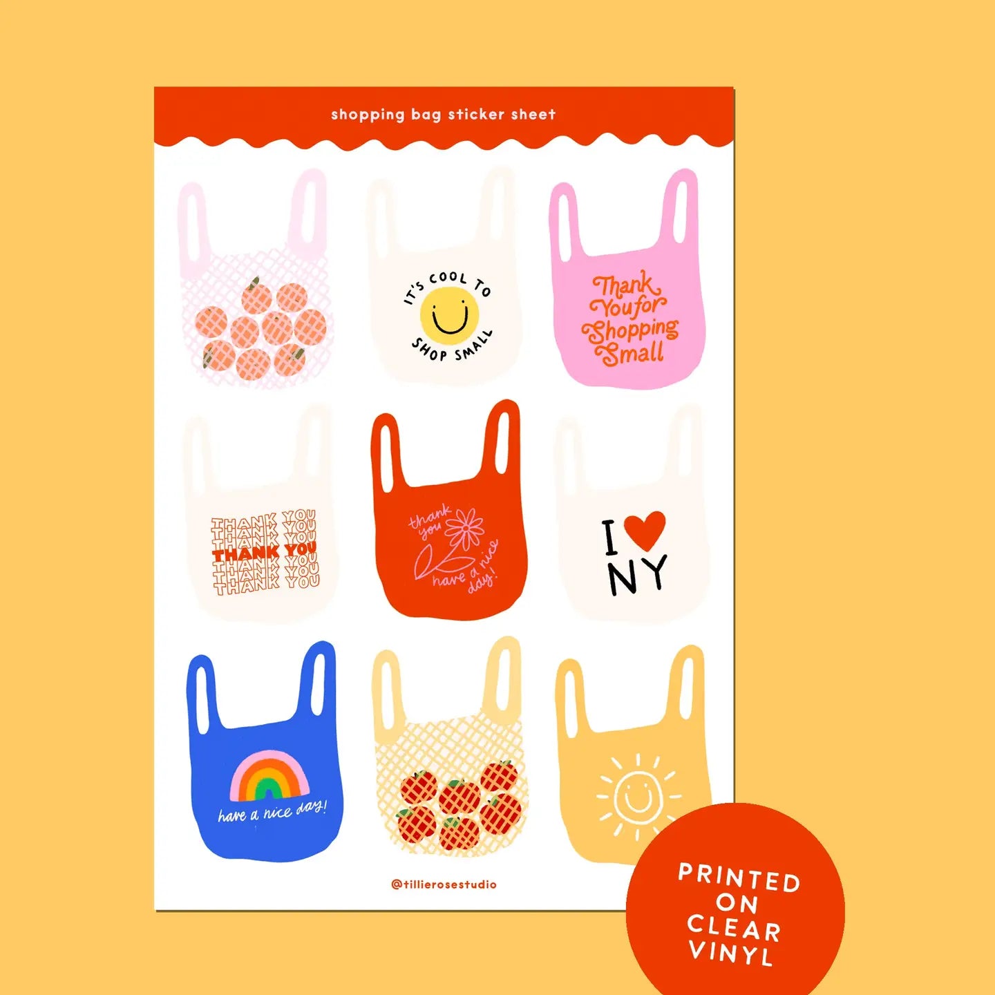 Shop Small Tote Sticker Sheet 🛍️