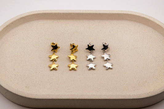 EVA STACKED STAR DROP STUDS