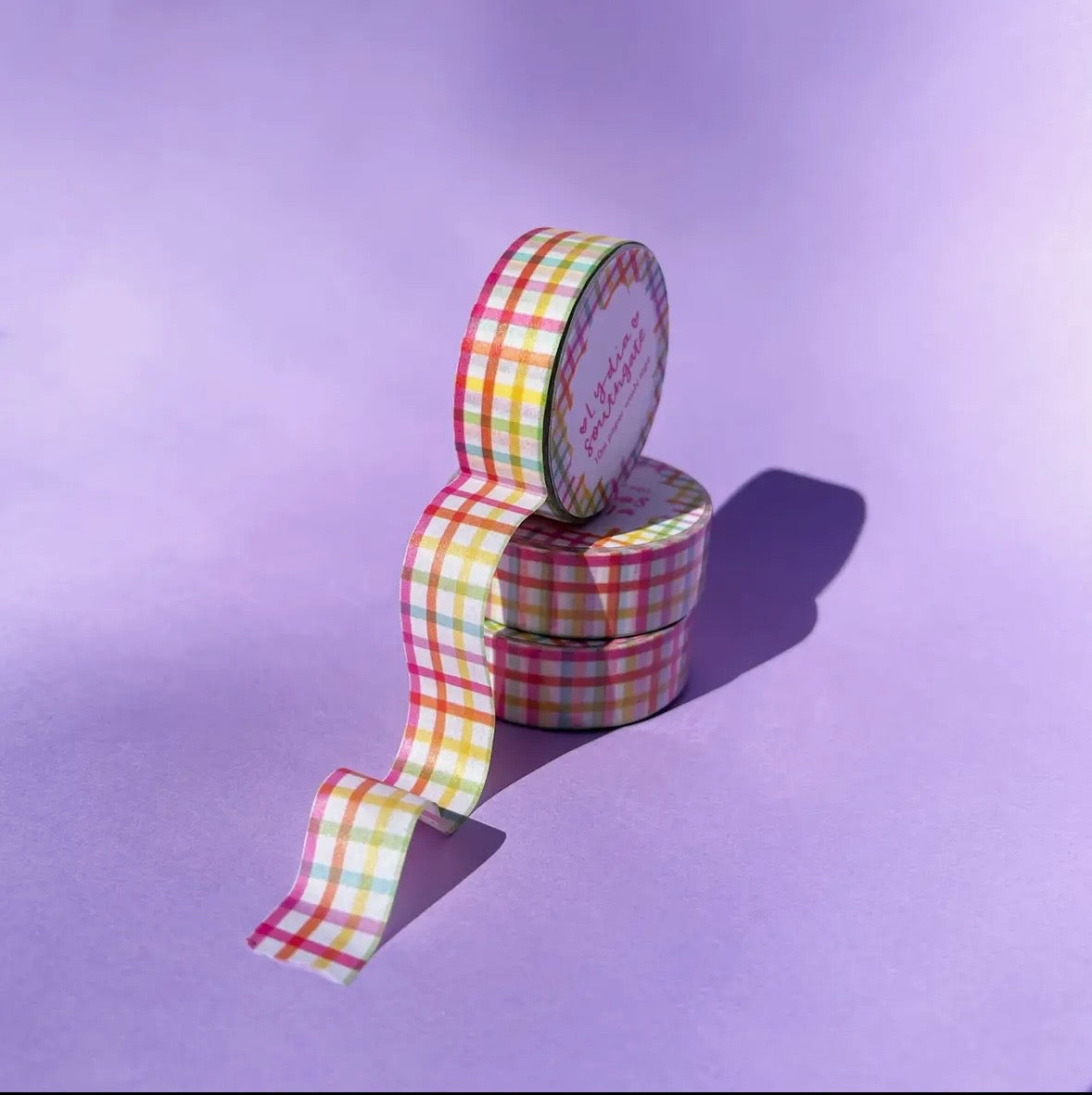 Rainbow Gingham Washi Tape 🌈