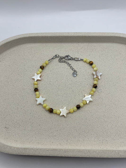 BEADED STAR TIGERS EYE BRACELET